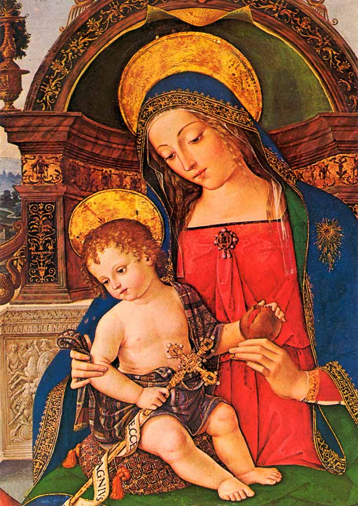 Photo:  Madonna and Child with St. John Baptist, detail, 1495